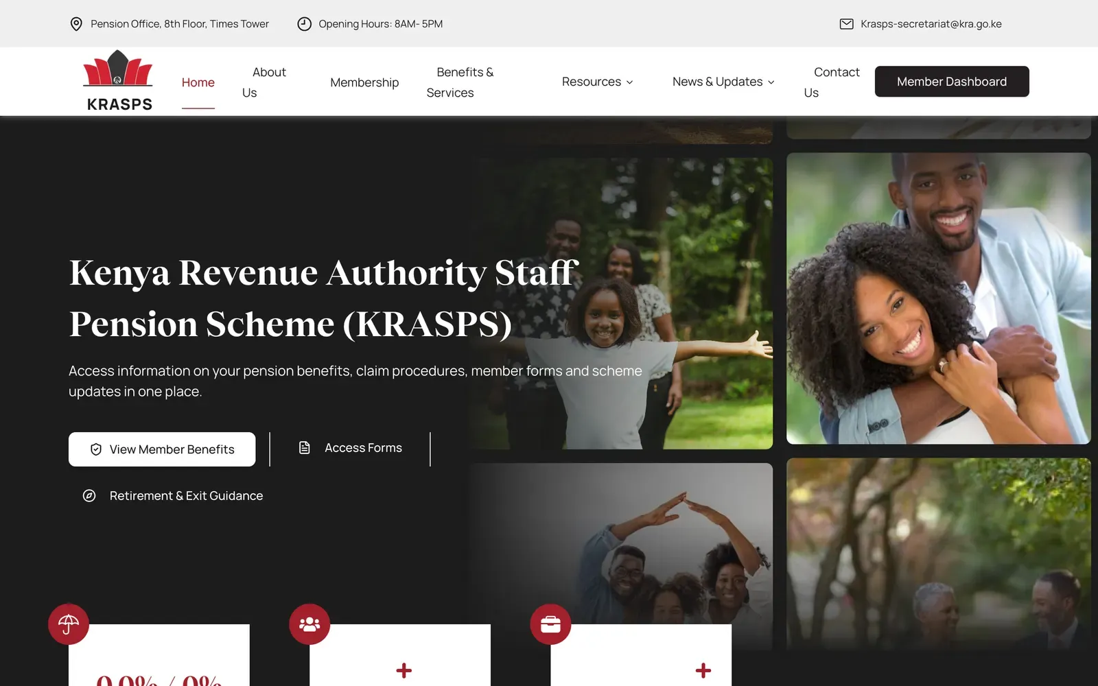 KRASPS home page with the scheme name and a smiling member