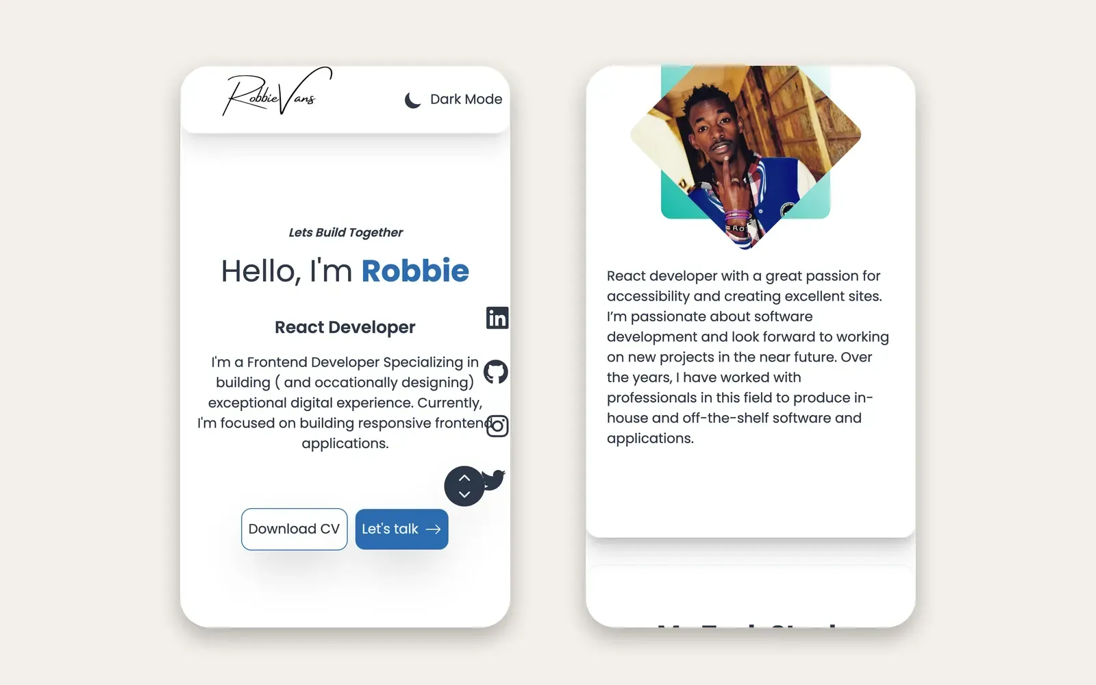 First portfolio on a phone