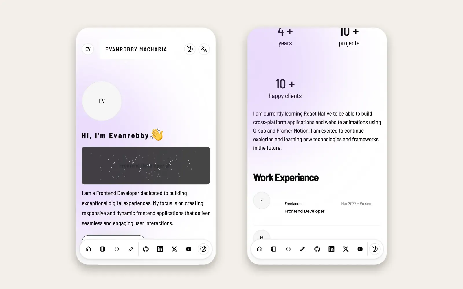 Previous portfolio on a phone