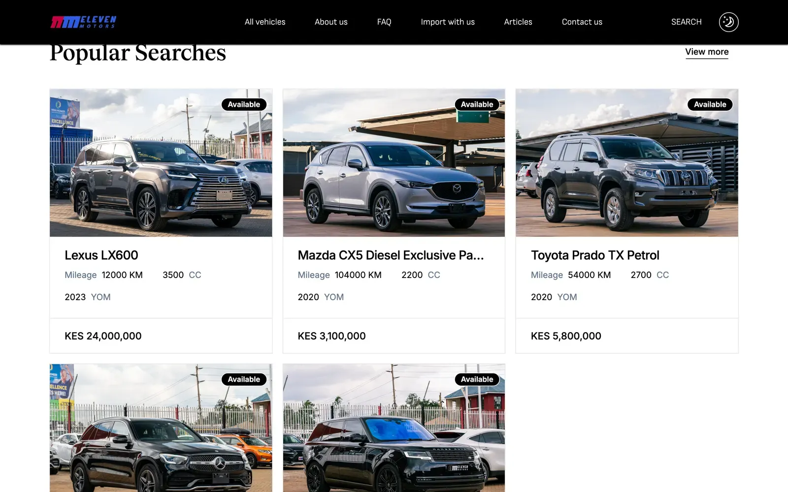 Eleven Motors - further down the home page