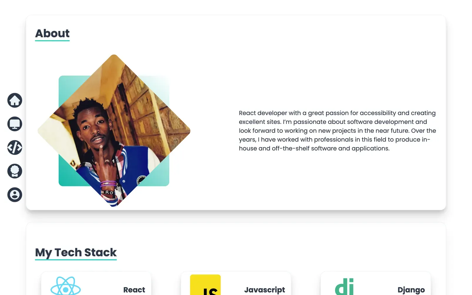 First portfolio - further down the home page