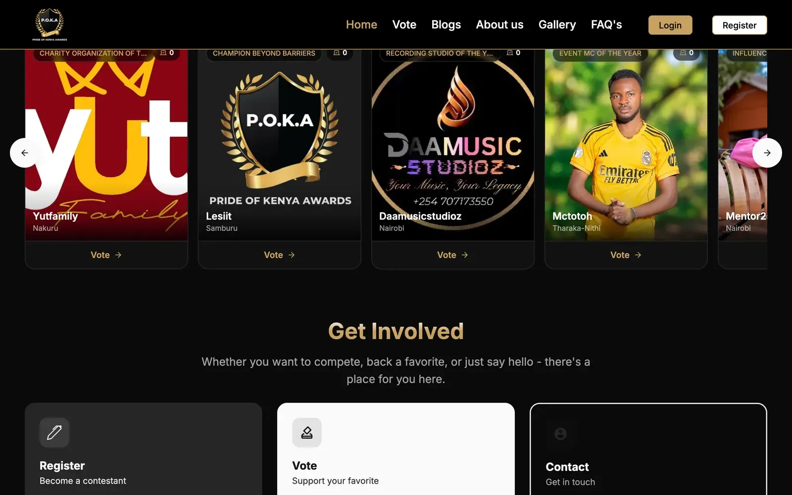 Pride of Kenya Awards - further down the home page