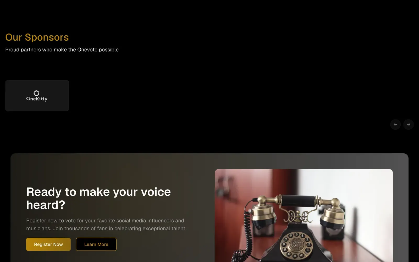 OneVote - further down the home page